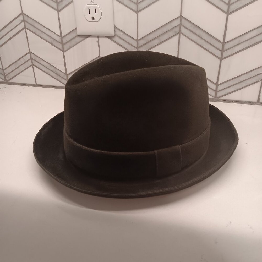 Borsalino wool felt Fedora.  Deep forest green.  Size 6 1/2.